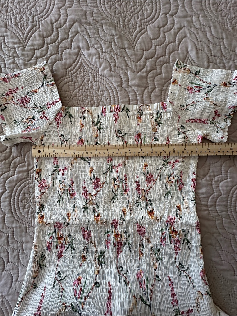 Floral Smocked Off Shoulder Bubble Hem Mini Dress Cottagecore Boho Summer Flirty - Picture 10 of 15